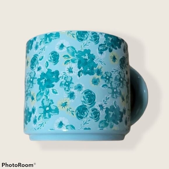LIFE IS GOOD FLORAL TURQUOISE COFFEE MUG - Picture 1 of 2